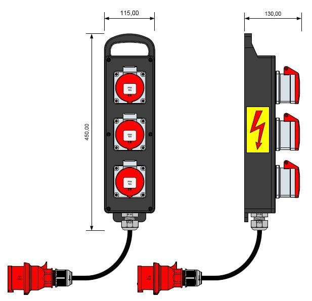 E-TERM - Vollgummiverteiler BL 0003-0 FI000 KAB PORTBOX Blockverteiler L450xB115xT130mm