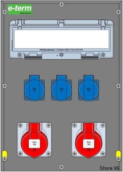 E-TERM - Vollgummiverteiler MODBOX WM 0002-3 FI040 IP44  MODBOX-L B300xH420xT237mm