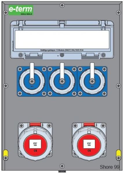 E-TERM - Vollgummiverteiler MODBOX WM 0002-3 FI063 IP67 MODBOX-L B300xH420xT235mm