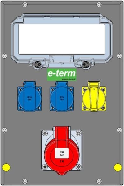 E-TERM - Vollgummiverteiler MODBOX WM 0010-2 FI040 IP44 RJ MODBOX-midi B255xH384xT203mm