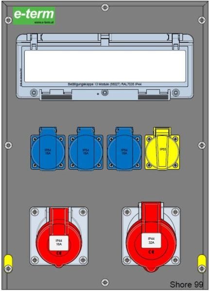 E-TERM - Vollgummiverteiler MODBOX WM 0011-3 FI040 IP44 RJ MODBOX-L B300xH420xT243mm