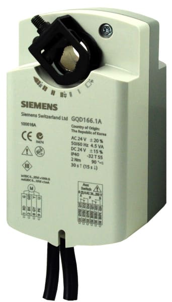 SIEMENS - Drehantrieb 24VACDC 0-10V 2Nm 90° Federrückl. 2 Hilfsschalter