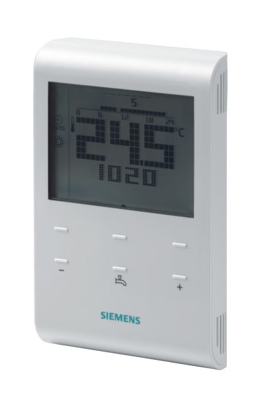 SIEMENS - Raumtemperaturregler LCD W7 5..35°C H 2-P. Batt.3V ext.Eing. TWW-Erw.