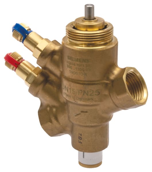 SIEMENS - 2-Pkt.Kombiventil m.dp-Regler,620..1800l/h, PN25,DN25,IG, mit Messnippel