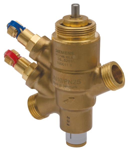 SIEMENS - 2-Pkt.Kombiventil m.dp-Regler,320..1500l/h, PN25,DN20,AG, mit Messnippel