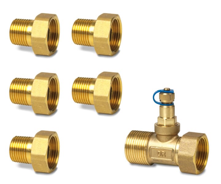 SIEMENS - Messingverschr. für 6-Weg PICV, DN15 (5x G¾''-R½'', 1x G¾''-G½'', +Dicht)