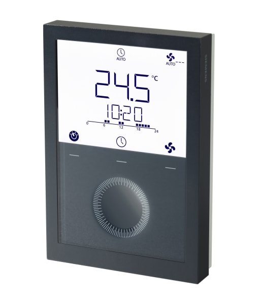 SIEMENS - Raumthermostat Standalone in Schwarz. Modulierte Ausgänge (DC) oder Ein/Aus