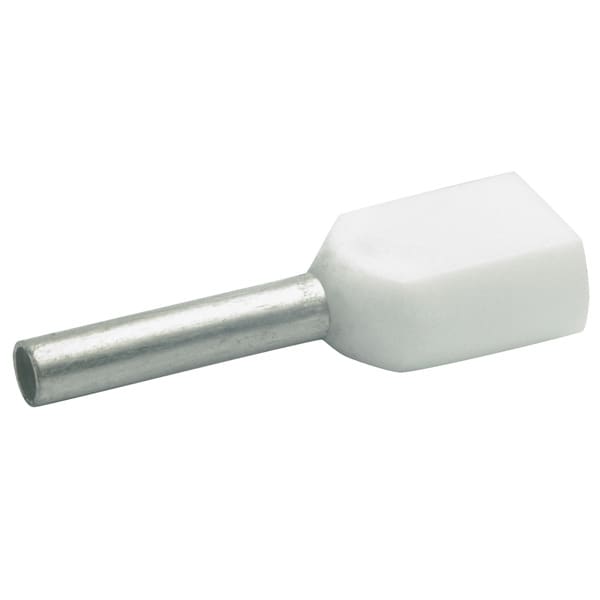 KLAUKE - Isolierte Zwillingsaderendhülsen, 2 x 0,5mm², Weiß, Länge 8mm, Cu, verzinnt