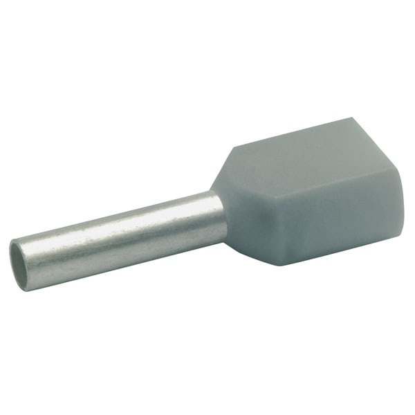 KLAUKE - Isolierte Zwillingsaderendhülsen, 2 x 0,75mm², Grau, Länge 8mm, Cu, verzinnt
