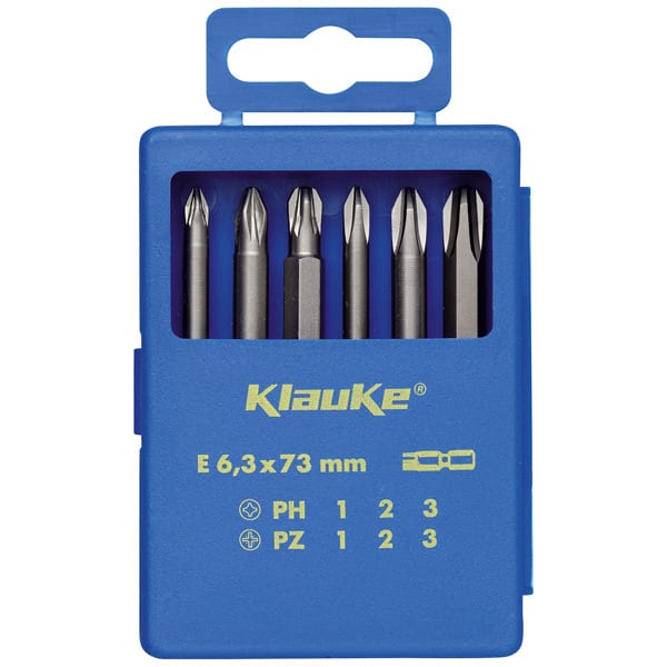 KLAUKE - Bit-Sortiment, 6-teilig, 1/4 Zoll, 73 mm