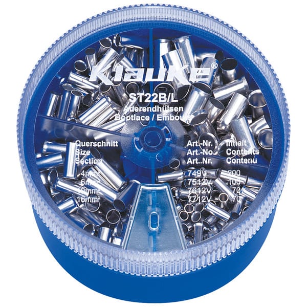 KLAUKE - Streudose mit Aderendhülsen 4-16mm² nach DIN 46228 Teil 1