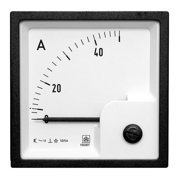 ISKRA - Amperemeter 96x96mm, 90'', f.Wandler: x/5A, 100% Überl.