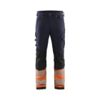 BLAKLAEDER - High Vis Arbeitshose 4-Wege-Stretch ohne Nageltaschen Marineblau/Orange D96