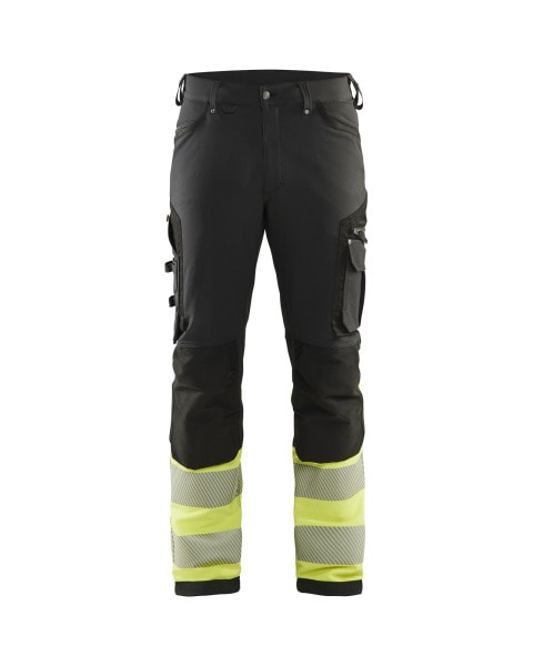 BLAKLAEDER - High Vis Arbeitshose 4-Wege-Stretch ohne Nageltaschen Schwarz/Gelb C56