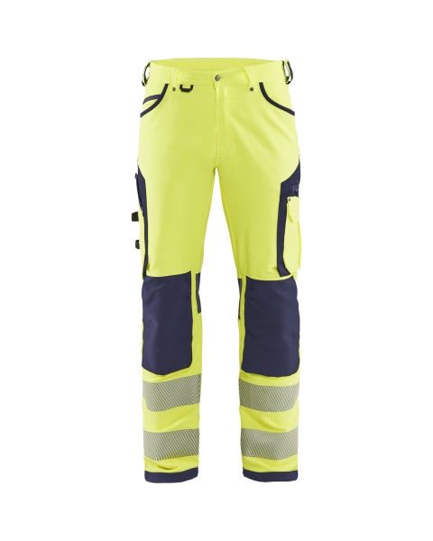 BLAKLAEDER - High Vis Arbeitshose 4-Wege-Stretch ohne Nageltaschen High Vis Gelb/Marineblau C58