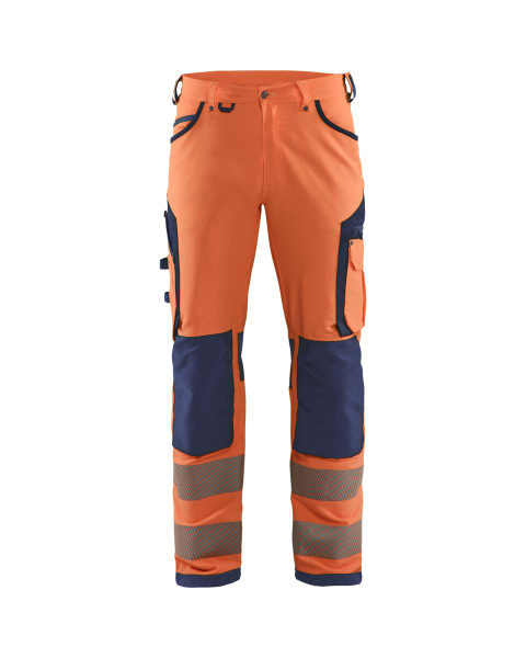 BLAKLAEDER - High Vis Arbeitshose 4-Wege-Stretch ohne Nageltaschen High Vis Orange/Marineblau C54