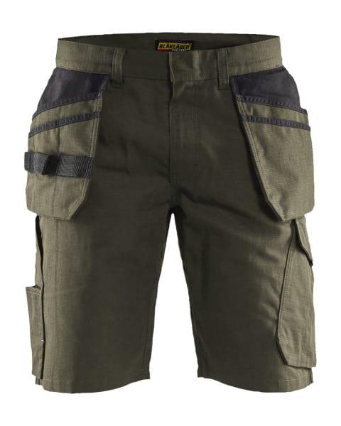 BLAKLAEDER - Service Shorts mit Nageltaschen Dunkel Olivgrün/Schwarz C52