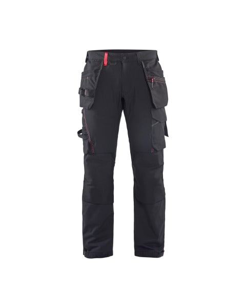 BLAKLAEDER - Handwerker Arbeitshose 4-Wege-Stretch Schwarz/Rot C150
