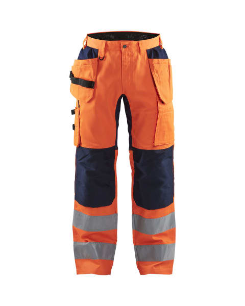BLAKLAEDER - High Vis Arbeitshose mit Stretch High Vis Orange/Marineblau C60