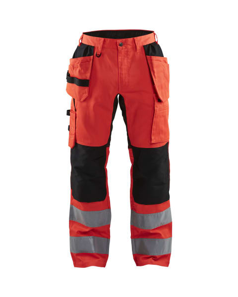 BLAKLAEDER - High Vis Arbeitshose mit Stretch High Vis Rot/Schwarz C52