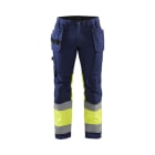 BLAKLAEDER - High Vis Arbeitshose mit Stretch Marineblau/ High Vis Gelb D120