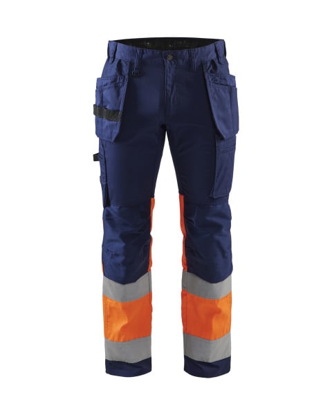 BLAKLAEDER - High Vis Arbeitshose mit Stretch Marineblau/Orange C50