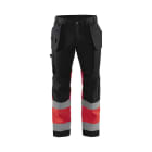 BLAKLAEDER - High Vis Arbeitshose mit Stretch Schwarz/High Vis Rot D100