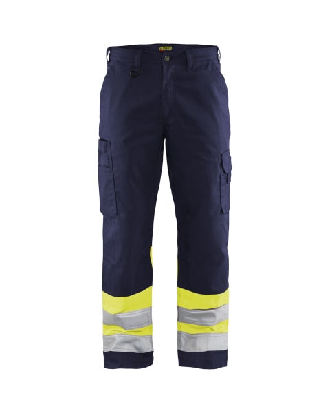 BLAKLAEDER - High Vis Arbeitshose Marineblau/ High Vis Gelb D112