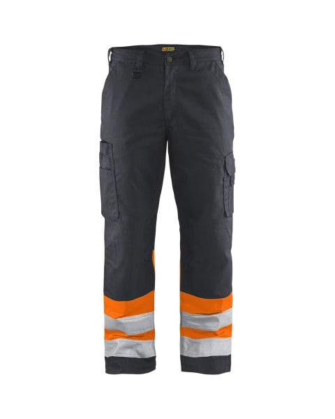 BLAKLAEDER - High Vis Arbeitshose Mittelgrau/High Vis Orange C64