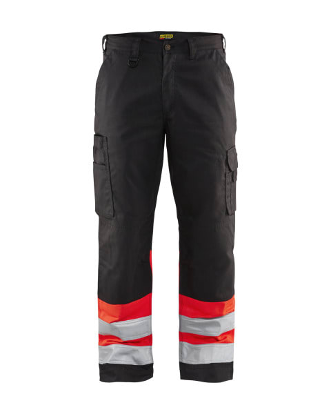 BLAKLAEDER - High Vis Arbeitshose Schwarz/High Vis Rot D116