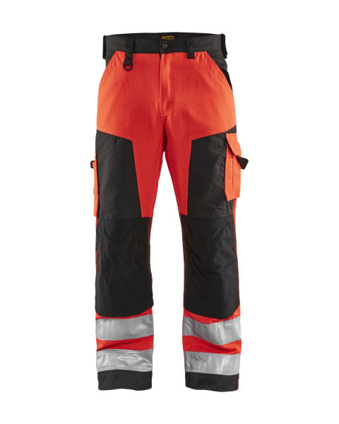 BLAKLAEDER - High Vis Arbeitshose ohne Nageltaschen High Vis Rot/Schwarz D108