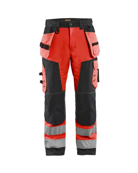 BLAKLAEDER - High Vis Softshell Arbeitshose High Vis Rot/Schwarz C52