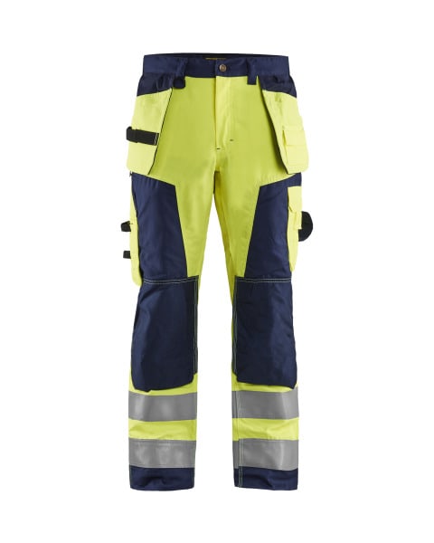 BLAKLAEDER - High Vis Handwerker Arbeitshose High Vis Gelb/Marineblau C60