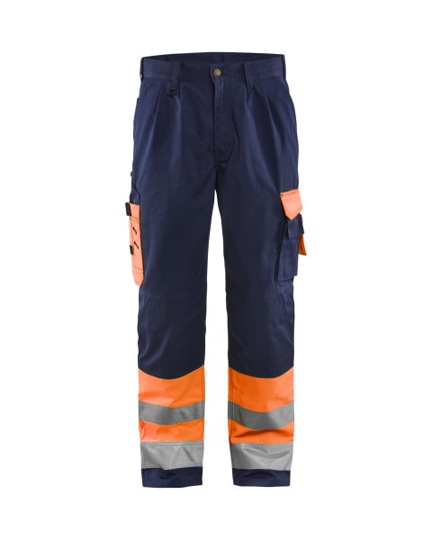 BLAKLAEDER - High Vis Arbeitshose High Vis Orange/Marineblau D112