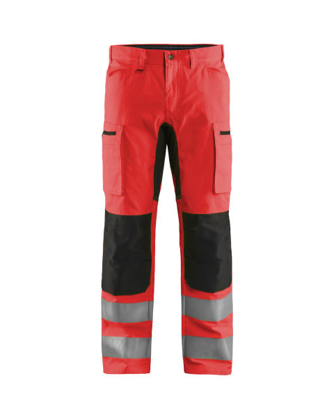BLAKLAEDER - High Vis Arbeitshose mit Stretch High Vis Rot/Schwarz C58