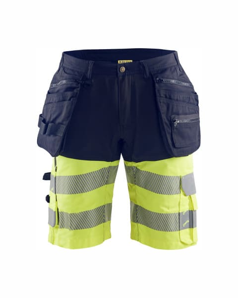 BLAKLAEDER - High Vis Shorts mit Stretch Marineblau/ High Vis Gelb C60