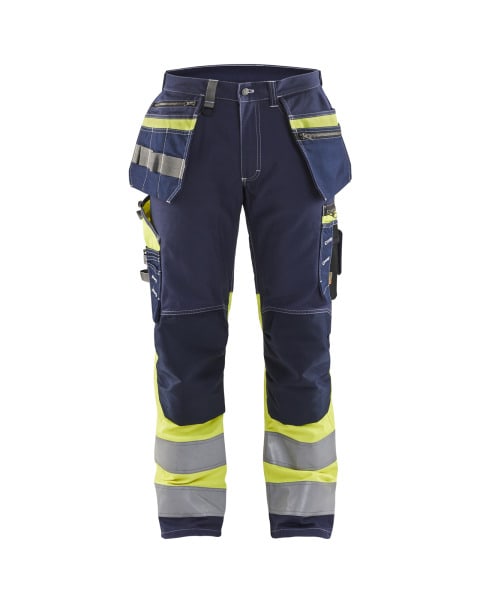 BLAKLAEDER - High Vis Arbeitshose mit Stretch Marineblau/Gelb D124