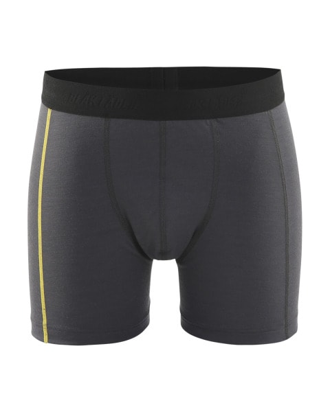 BLAKLAEDER - Boxer Shorts XLIGHT, 100% MerinoDunkelgrau/Gelb XL
