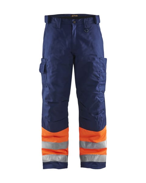 BLAKLAEDER - High Vis Arbeitshose High Vis Orange/Marineblau C150
