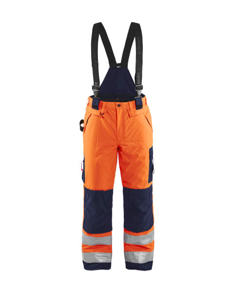 BLAKLAEDER - High Vis Winter Latzhose High Vis Orange/Marineblau C58
