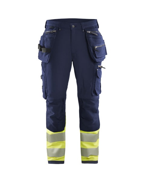 BLAKLAEDER - High Vis Arbeitshose 4-Wege-Stretch Marineblau/ High Vis Gelb C148
