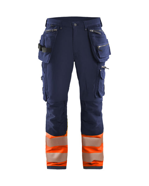BLAKLAEDER - High Vis Arbeitshose 4-Wege-Stretch Marineblau/Orange C60