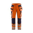 BLAKLAEDER - High Vis Arbeitshose 4-Wege-Stretch High Vis Orange/Marineblau D108