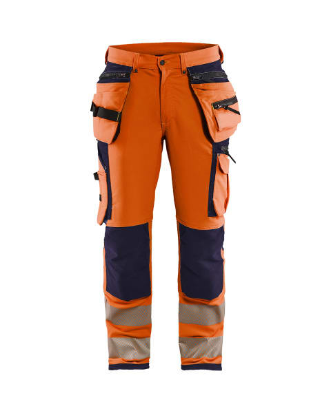 BLAKLAEDER - High Vis Arbeitshose 4-Wege-Stretch High Vis Orange/Marineblau C58