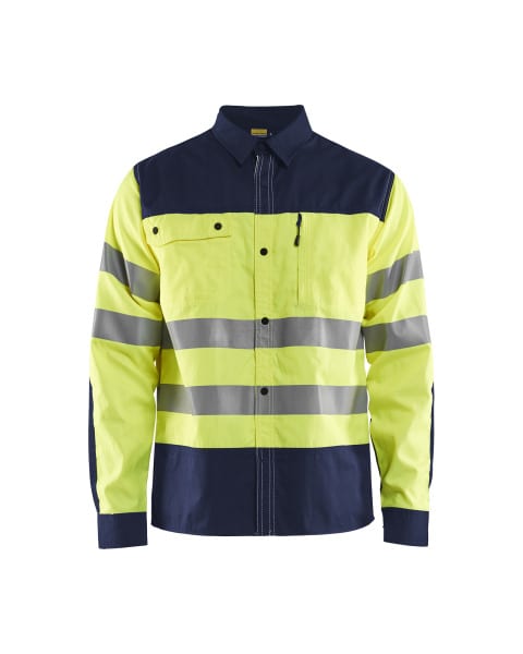 BLAKLAEDER - High Vis ArbeitshemdHigh Vis Gelb/Marineblau 4XL