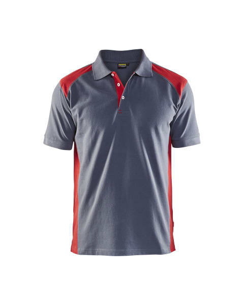 BLAKLAEDER - Polo ShirtGrau/Rot XXXL