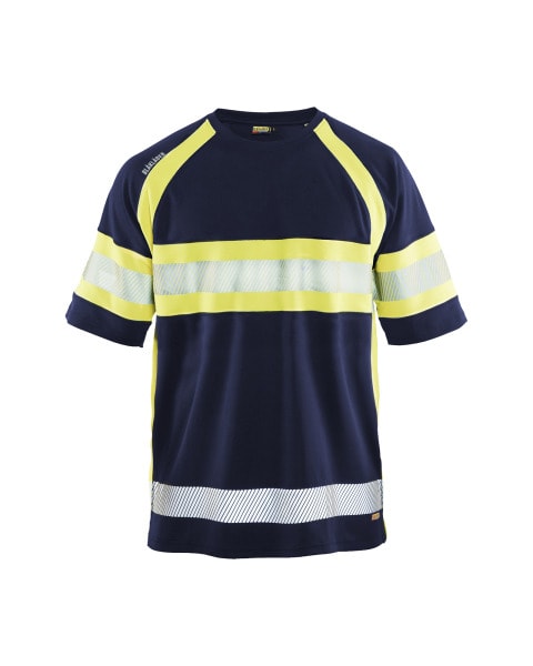 BLAKLAEDER - UV T-Shirt High VisMarineblau/ High Vis Gelb XL