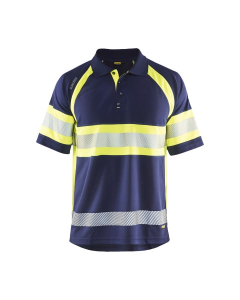 BLAKLAEDER - UV Polo Shirt High Vis Klasse 1Marineblau/ High Vis Gelb S