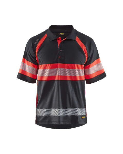 BLAKLAEDER - UV Polo Shirt High Vis Klasse 1Schwarz/High Vis Rot XS
