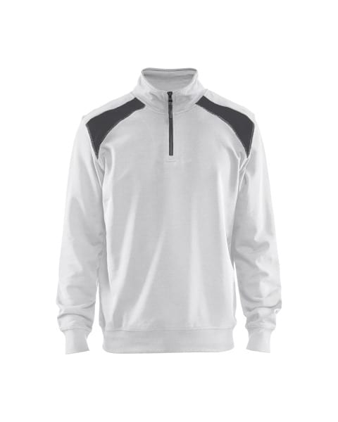 BLAKLAEDER - Sweater mit Half-Zip 2-farbigWeiß/Dunkelgrau M